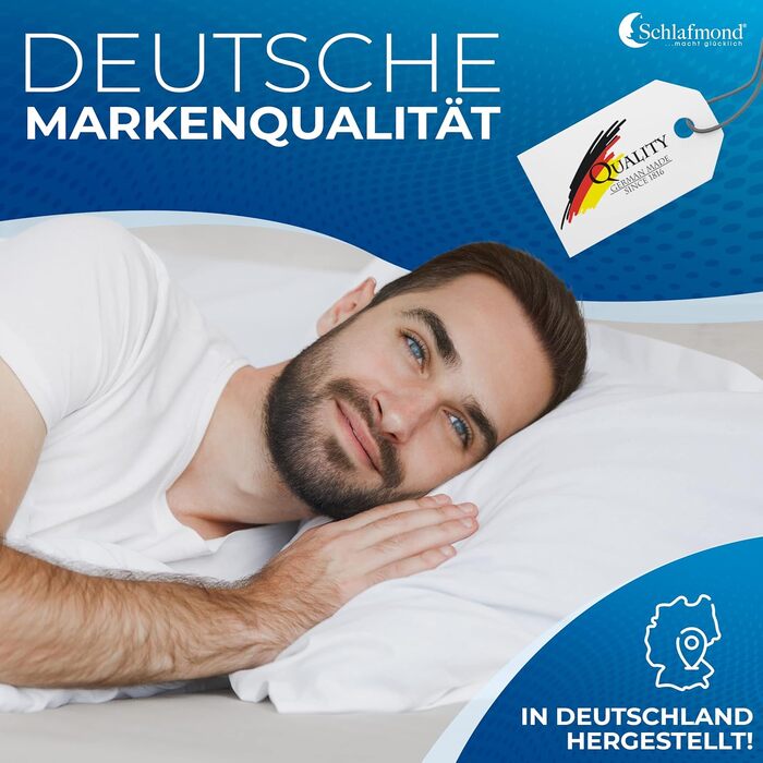 Подушка Schlafmond Medicus Clean 40 x 80 см - Гіпоалергенна подушка з наповнювачем з порожнистих волокон - Бавовняна стьобана подушка 40x80 - Можна прати при температурі до 95 градусів - Зроблено в Німеччині 40 x 80 см Білий