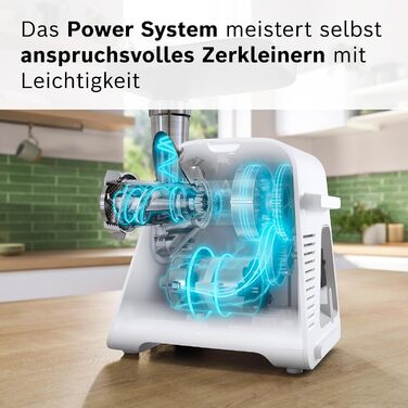 М'ясорубка Bosch MultiPower Serie 6 MFWS607W, 2 перфораційні решітки (4,5 та 8 мм), нержавіюча сталь, підходить для посудомийки, насадки для кеббе та ковбас, потужність 2100 Вт, біла