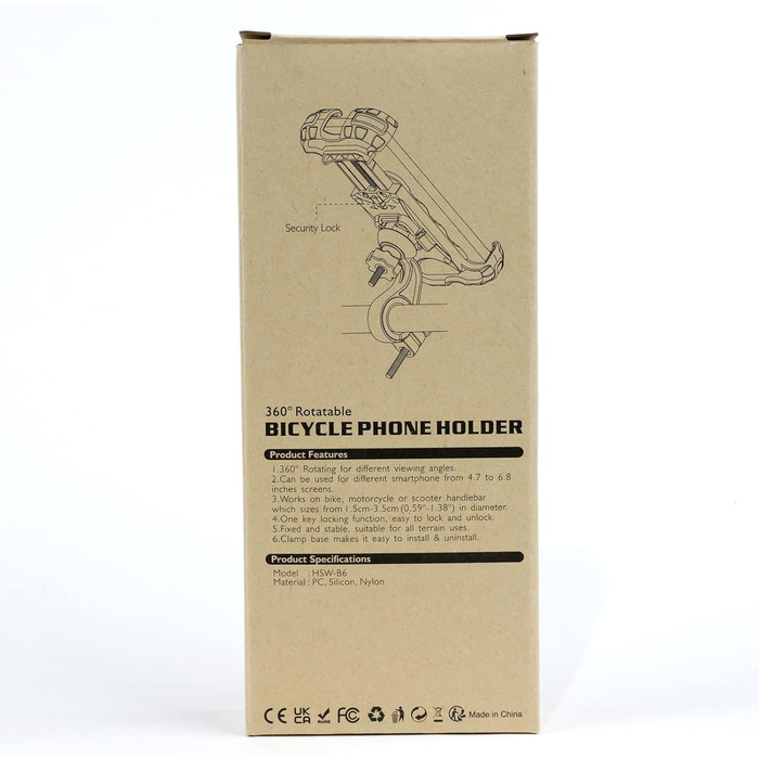 Тримач для мобільного телефону Glangeh Велосипед, надійний замок Універсальний тримач для мобільного телефону, що обертається на 3