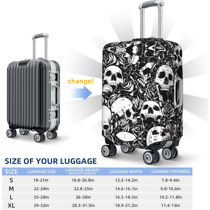 Чохол для валізи Totenkopf, міцний захист для багажу розміром 45.7-81.3 см, XL, чорний