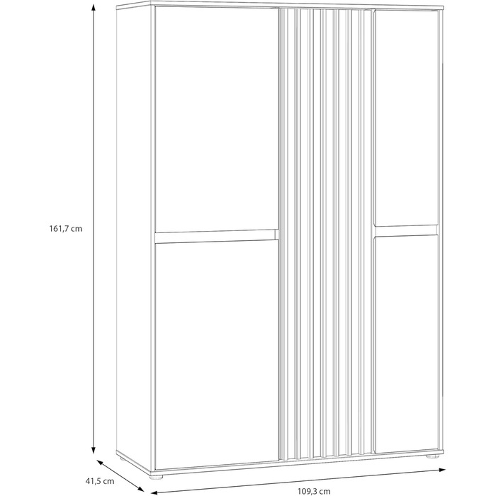 Шафа 100 110, сучасна шафа з рейковим дизайном, 5-дверна, спальня, декор дерева Maulella Oak Kashmir Beige, 109,3 см завширшки x 161,7 см заввишки x 41,5 см завглибшки