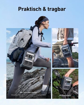 Портативна електростанція Anker SOLIX C300, акумулятор LiFePO4 ємністю 288 Втгод, сонячний генератор потужністю 300 Вт (макс. 600 Вт), двостороння швидка зарядка 140 Вт, для кемпінгу, відпочинку на природі, подорожей, надзвичайних ситуацій, у дорозі (соня