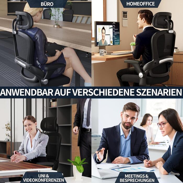 Ергономічне офісне крісло TRALT, до 150 кг, сітка, чорний