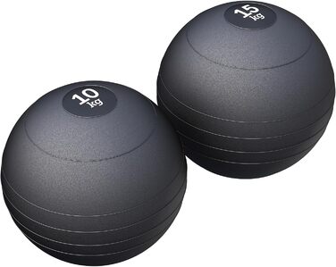 Медичний м'яч GORILLA SPORTS - 3 кг, 5 кг, 7 кг, 10 кг, 15 кг, 20 кг, одиночний/комплект, з чіпкою поверхнею, не ковзає, чорний - ваговий м'яч, м'яч для фітнесу, слембол, тренувальний м'яч (C 25 кг-комплект)