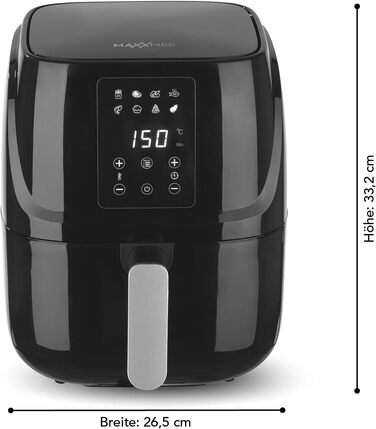 Фритюрниця MAXXMEE Digital 3L Комбінація - конвекційна піч, гриль і фритюрниця 8 Збережені програми та функція таймера Смаження, гриль, запікання, розморожування, нагрівання та підтримання тепла 1300 Вт 3 л