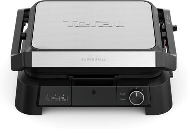 Електрогриль 3в1 Tefal SuperGrill контактний гриль, настільний гриль та BBQ, 2000 Вт, 3 рівні висоти, антипригарне покриття, для м'яса, овочів та сендвічів, до 6 порцій