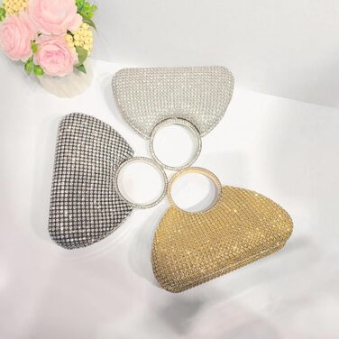 Сумка-клатч жіноча вечірня зі стразами, срібляста діамантова сумочка на ланцюжку для весілля, випускного, банкету та урочистих подій