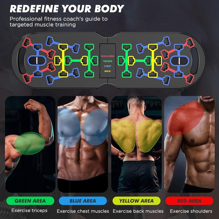 Набір преміум-дощок для віджимань, ручки для віджимань, покращена концепція 2024, гриф для віджимань 10-в-1, тренажер для домашнього тренажерного залу, чорний