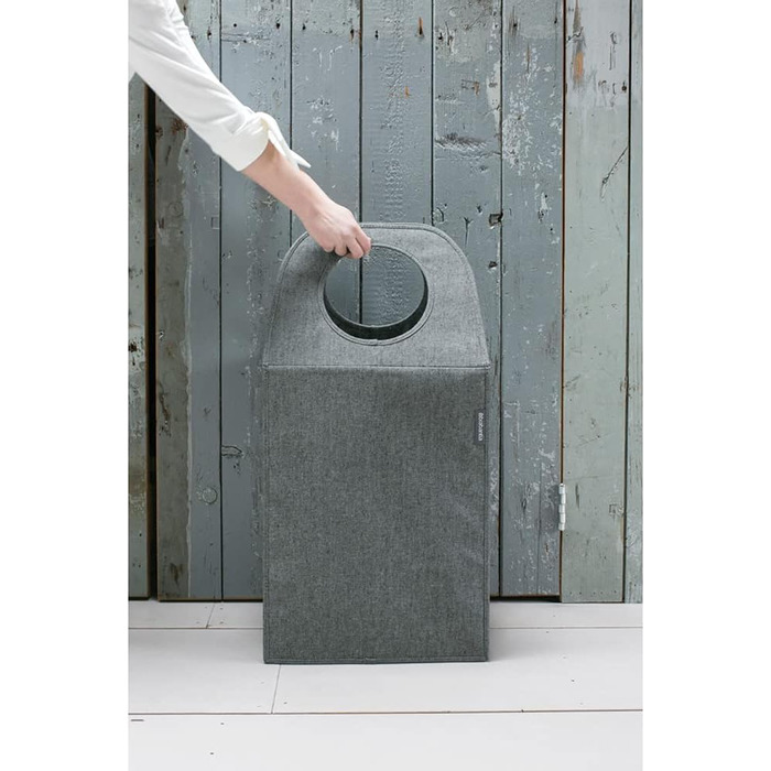 Мішок для білизни - Швидке відкриття - Міцний текстильний мішок - Економія місця - Кришка складається, утворюючи ручки - Легке спорожнення - Pepper Black - 55 L - 29,5 x 54,0 x 50,5 см