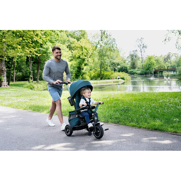 Триколісний велосипед EASYTWIST, дитячий триколісний велосипед, беговел, з аксесуарами, вікно на даху, ремені безпеки, поворот на