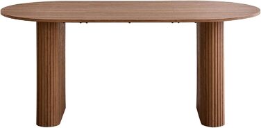 Овальний обідній стіл 180 см для 6-8 осіб сучасний фермерський стіл з поверхнею під дерево та стабільними еліптичними ніжками для кухні, їдальні, конференц-залу (темно-коричневий)