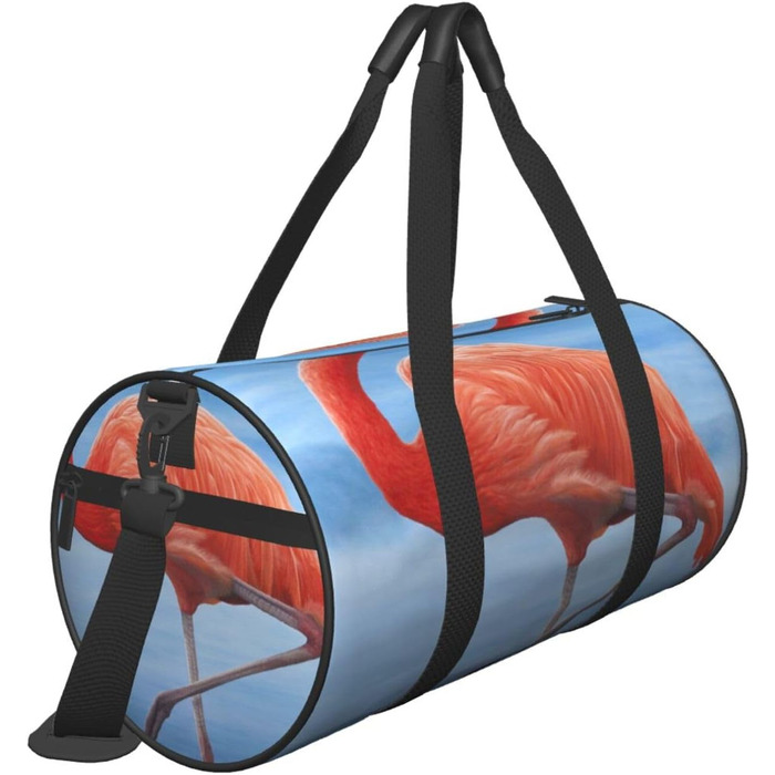 Спортивна сумка для подорожей, з принтом фламінго, чорна, універсальний розмір