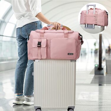 Спортивна сумка 42 л для чоловіків та жінок з відділенням для взуття, відділенням для вологи, водонепроникною тренувальною сумкою, дорожньою сумкою з рюкзаком, сумкою для вихідних, сумкою для плавання, фітнес-сумкою для подорожей, фітнесу, спорту, чорного