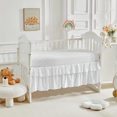 Комплект постільної білизни для дитячого ліжечка з 3 предметів з ворсистими бахромою, білим ворсистим ковдрою з простирадлом і спі