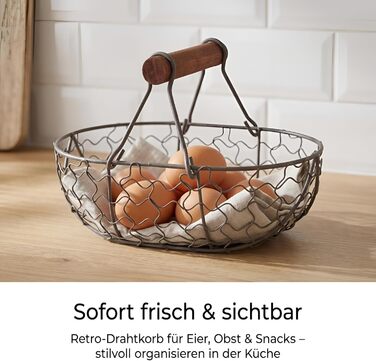Дротяний кошик для яєць Gatuida для колекціонування Ретро металевий кошик для врожаю, дротяний кошик для зберігання, кухонний органайзер для яєць, фруктів, хліба для дому та вечірки