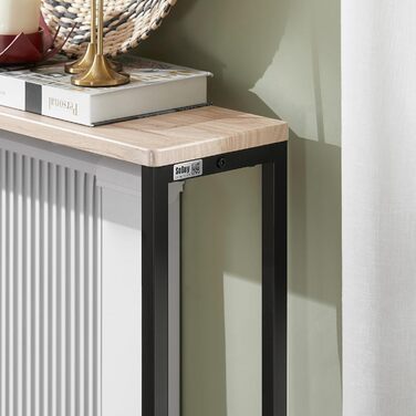 Вузький консольний столик SoBuy для коридору Консольні столики для вітальні, вінтажний металевий сервант, міцний дизайн ідеально підходить для меблів у коридорі, офісі натуральний та чорний, 120x80x20 см, FSB19-XL-Z Світлий натуральний та чорний 1208020 с