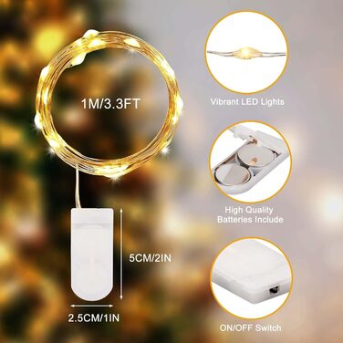 Батарея світлодіодних казкових гірлянд Vacoulery, 20 шт. мідного дроту, світловий ланцюжок 1M 10 світлодіодів, різдвяні гірлянди д