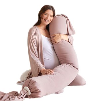 Подушка для вагітних bbhugme Pregnancy Pillow нагороджена подушка для вагітних та годування грудьми, а також подушка для підтримки всього тіла з наволочкою кольору пилу та рожевого