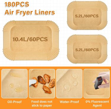Папір для випічки для мультипечі Ninja Foodi Flexdrawer 10.4 л Air Fryer Af500de, аксесуари Аерофритюрниця для Ninja AF500EU, 180 шт.