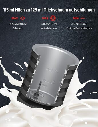 Піноутворювач для молока електричний 4-в-1 для гарячого та холодного молока Піна для гарячого та холодного молока, Тепле молоко, Н