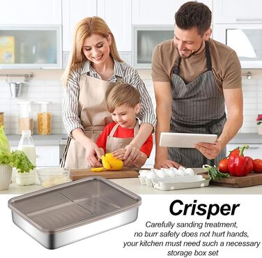 Контейнер для зберігання бекону з нержавіючої сталі піддон, коробка для збереження м'яса Рішення для зберігання жиру, підставка з піднятим дном, кухонний контейнер для зберігання бекону в домашніх умовах, набір 2 (19.5*14*4 см)