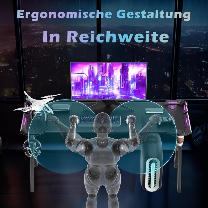 Ігровий стіл AufuN зі світлодіодним освітленням та великою стільницею