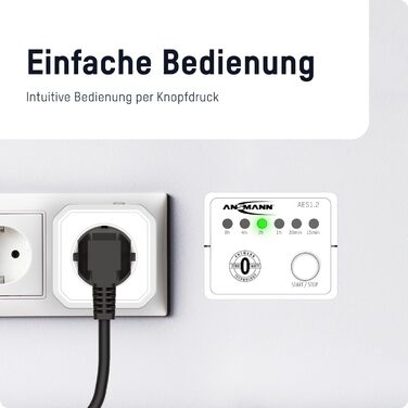 Розетка з таймером ANSMANN - перемикається, компактна енергозберігаюча розетка з таймером зворотного відліку для приміщень, новорічна прикраса, без споживання в режимі очікування, біла, 2500 Вт