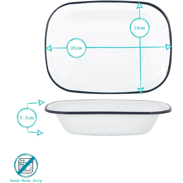 Форма для пирога Argon Tableware з білої емалі - 25,5 см - темно-синя