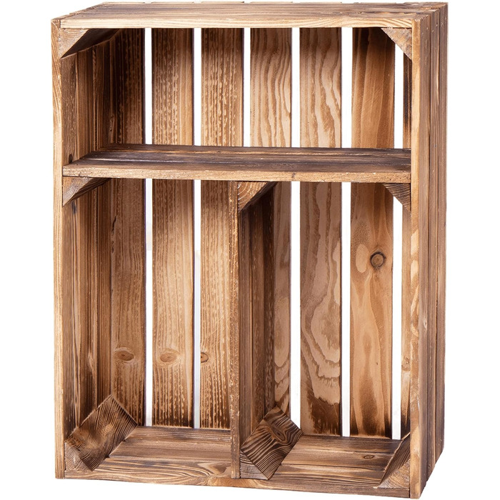 Вінтажна дерев&39яна полиця для спецій - приблизно 50 x 17 x 40 см, полум&39яне дерево Кухонна полиця, горизонтальний формат, 2 полиці, 50 x 17 x 40 см Горизонтальний формат, полум&39яне дерево