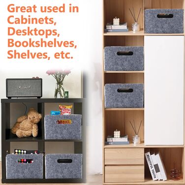 Набір кошиків з фетру JMIATRY, 6 предметів, 325x15 см, коробка для зберігання з фетру, сірий фетр, для полиць, шаф, офісу