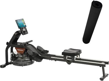 Гребний тренажер Christopeit для домашнього використання водний гребний тренажер WP 2000 або Garda алюмінієва рейка Bluetooth до 120 кг Garda, включаючи захисний килимок для підлоги