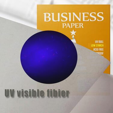 Діловий папір, 90 г/м, 75 бавовна, 25 льон, формат A4, білий друкарський папір, 100 аркушів із зеленою ниткою та УФ-волокнами (легкий)