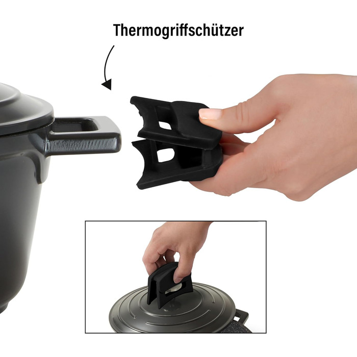 Кокотниця з кришкою індукційна 20 см, 2,6 л, лита алюмінієва каструля з покриттям з частинок справжнього каменю, каструля для запі