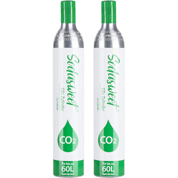 Циліндр CO2, новий і вперше заповнений у Німеччині, циліндр з вуглекислим газом циліндр для газованої води 425 г вуглекислого газу приблизно для 60 л води, підходить для виробників газованої води Sodastream тощо, 10 років TV, 2 шт.