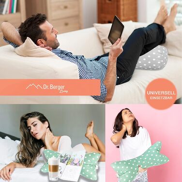 Подушка для шиї/валик для шиї Dr. Berger 40x16 см Зручна зі 100 бавовняним чохлом, кругла, стійка подушка - ідеально підходить як міцна подушка для шиї, дорожня подушка, валик для колін, подушка для спинки дивана, модний сірий колір 40 x 16 см