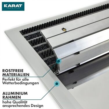 Килимок для дверей KARAT Spectral з алюмінієвою рамкою для використання всередині та зовні приміщень - стійкий до іржі та атмосферних впливів - килимок для передніх дверей - килимок для входу (текстильне волокно, ребристе/матове, 54 x 83 см)