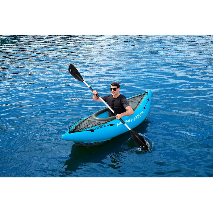 Надувний каяк на 1 особу з ручним насосом, веслом, сумкою для перенесення, синій, Single Cove Champion 2023