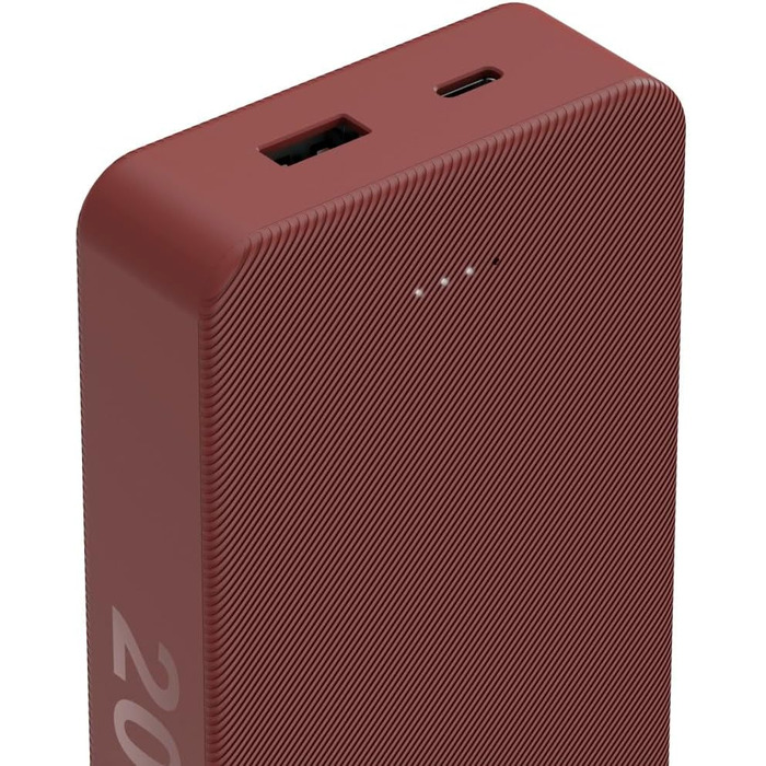 Зовнішній акумулятор з USB C USB A, сертифікований Power Pack, світлодіодний дисплей, акумулятор для аксесуарів мобільного телефону, планшета, Bluetooth-боксу тощо, маленький портативний зарядний пристрій) червоний, 20 20000mAh (