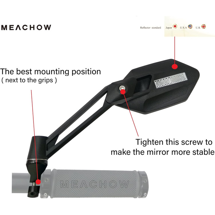Нова стійка до подряпин скляна лінза, дзеркало для велосипеда на кермі, регульоване безпечне дзеркало заднього виду, дзеркало для велосипеда, ME-005 (2019)
