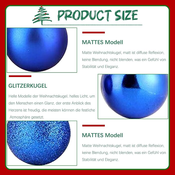 Набір блакитних ялинкових кульок 24 шт GESDYO