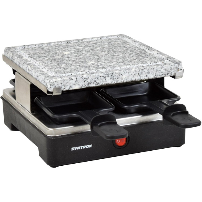 Раклет Syntrox Germany RAC-600W-Brienz з пластиною для гриля з антипригарним покриттям і пластиною з натурального каменю (гарячий камінь)