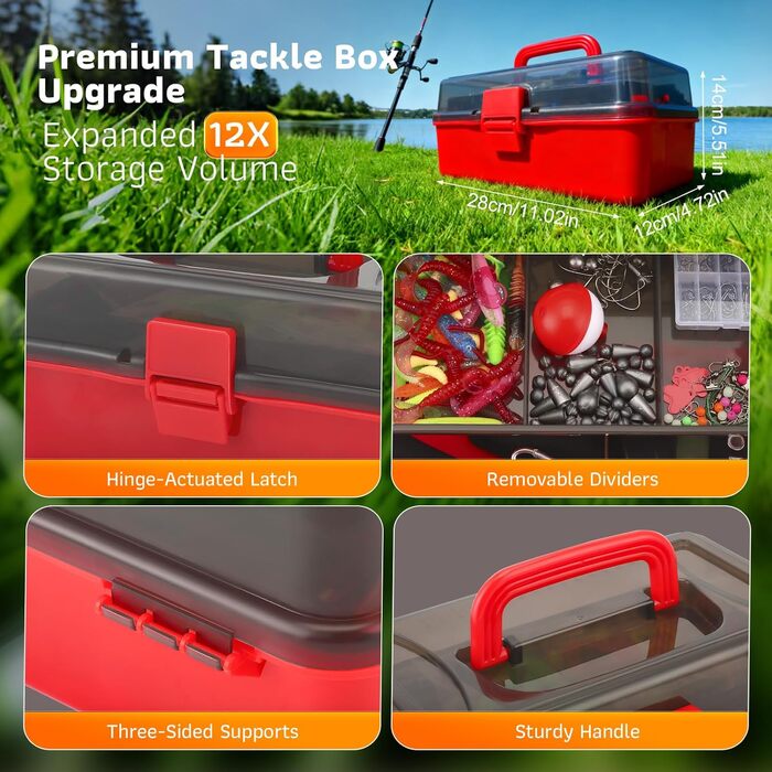 Набір рибальських снастей із 314 предметів, набір рибальських снастей з рибальськими аксесуарами, затискачами для губ, знімачем гачків, гачками, рибальськими приманками, коробкою для снастей на 3 полиці. Підходить для початківців та професіоналів у компле