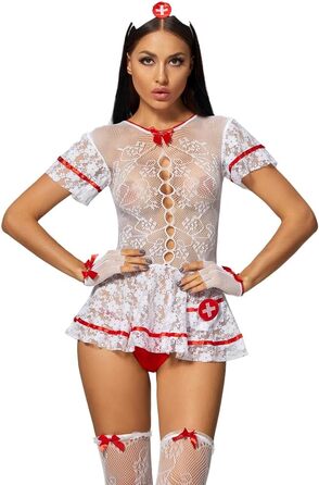 Жіночий сексуальний костюм медсестри/костюм косплей/уніформа/білизна/біла спинка/уніформа для медсестер/медбратів/рольові ігри/костюм у комплекті/безрукавка/нічна білизна/білизна/стиль Хеллоуїна/білий