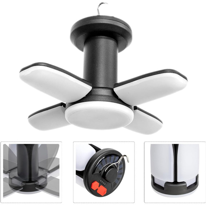 Сонячний кемпінговий світильник Luxshiny, світлодіодний світильник для намету з ABS-пластику з гачком, багатофункціональний зовнішній світильник для кемпінгу, саду та надзвичайних ситуацій