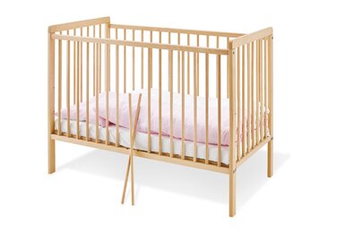 Дитяче ліжко Hanna (120 x 60 см) - з 2 знімними перекладинами, виготовлене з масиву бука, необробленого, 111314 -