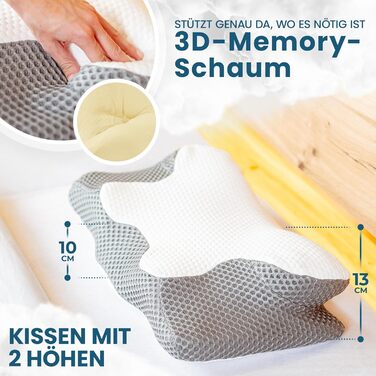 Ортопедична подушка для шиї подушка з піни з ефектом пам&39яті для сну на спині та на боці, ергономічна подушка для полегшення болю в шиї, дихаюча та сертифікована Oeko-TEX