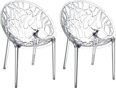 Набір з 2 пластикових садових стільців XXL Crystal I 2 x стійких до погодних умов стільця з максимальною вантажопідйомністю 160 кг, колір прозорий
