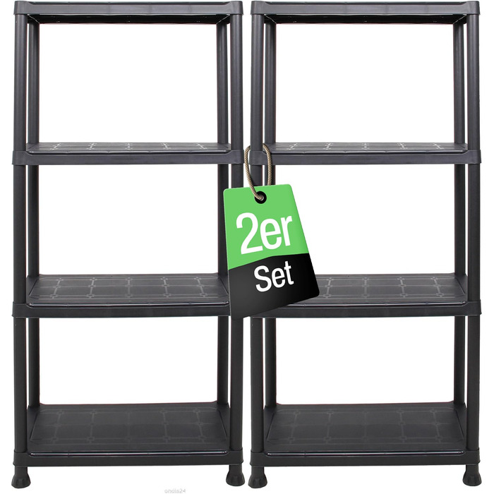 Міцний стелаж, комплект з 2 шт., підвальні стелажі, стелажі для зберігання, безболтові стелажі, стелаж для комори, 131 x 60 x 30 см, кожен стелаж витримує до 80 кг та має 4 полиці