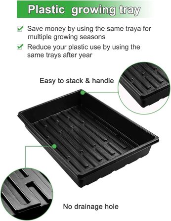 Горщики для розсади 9 см з лотком для розсади (без отворів) 4 лотки для посадки з 50 горщиками для розсади, для підвіконь та теплиць, для пророщування рослин, мікрозелені, гідропонного вирощування, 50 шт. білого пластику 9 см та лоток