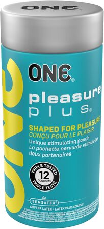 Презервативи ONE Pleasure Plus Унікальний стимулюючий мішечок для посилення відчуттів Веганські, без ГМО, з натурального каучукового латексу 12 шт.
